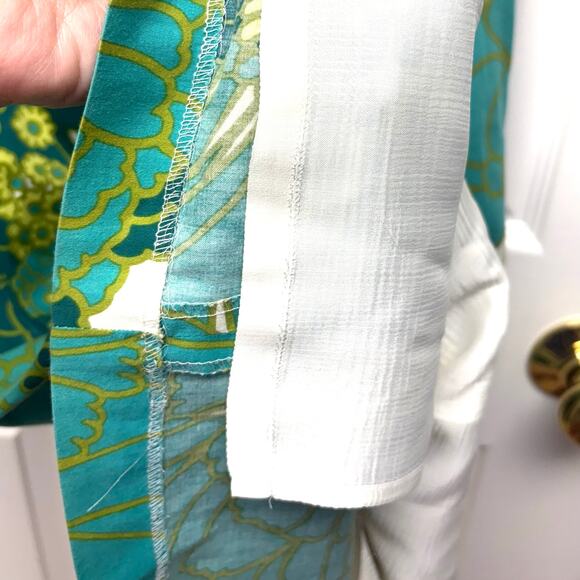 Ann Taylor Dress Retro Floral Shift Lined Cotton Asymmetrical Neck Women’s 10 - Picture 6 of 8